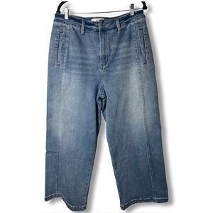 KanCan High Rise Wide Leg Trouser Jeans Light Wash Welt Pockets Plus Sz 16